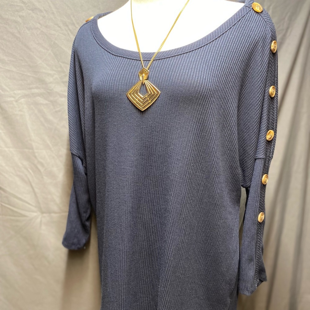 French Laundry Blue Button Shouldered Blouse - image 4